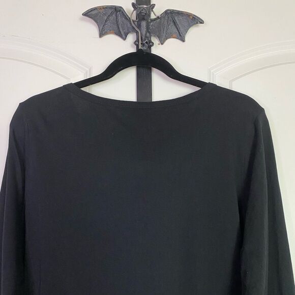 Torrid Gothic Black Tie Front Long Sleeve Blouse, Comfortable, Stretchy Size 1X - Picture 8 of 11